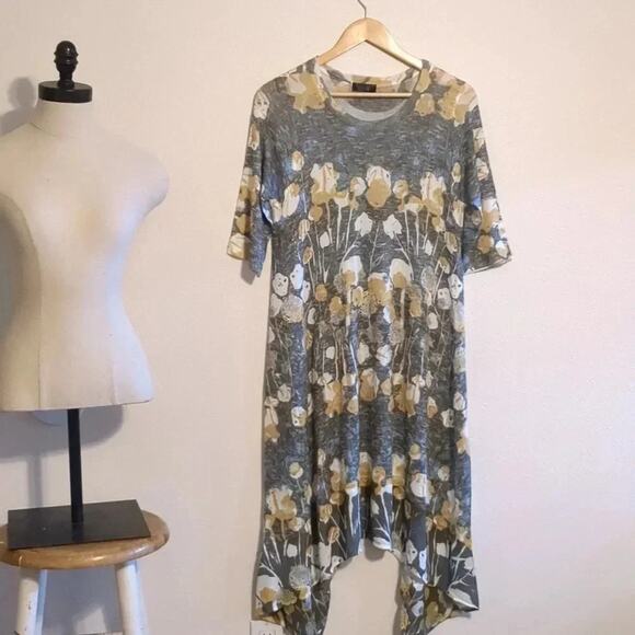 Inoah yellow and gray floral knit dress size S - Picture 2 of 6